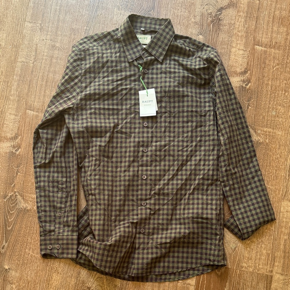 Haupt Men's Plaid Button-Down Shirt - Brown and Green